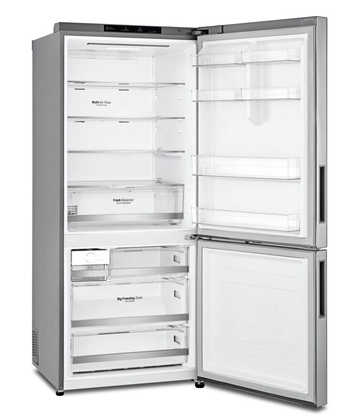 LG 28" 15 Cu. Ft. Platinum SilverCounter-Depth Bottom-Freezer Refrigerator with Door Cooling - LBNC15251V