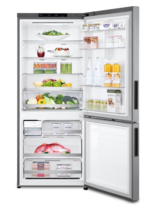 LG Platinum Silver 28" Counter Depth Bottom Freezer Refrigerator with Door Cooling and Flip-up Shelf (15 Cu.Ft) - LBNC15251V