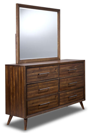 Lotus 6 Drawer Dresser - Wire Brushed Brown