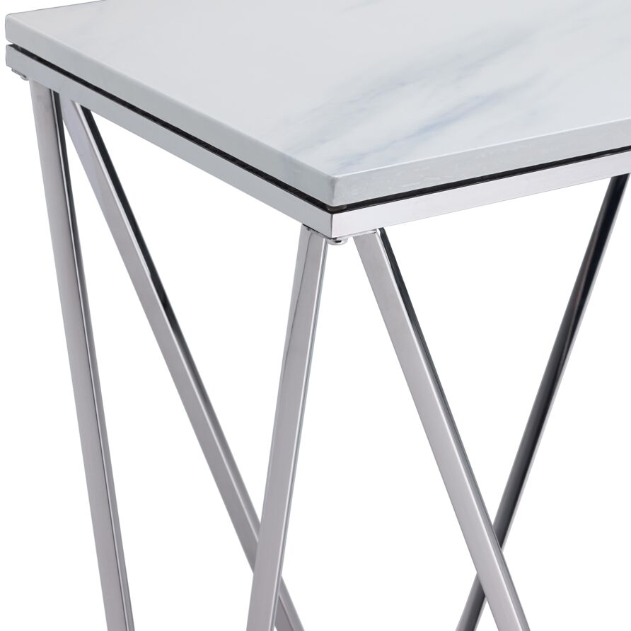 Lynn 48" Sofa Table - Marble and Stainless Steel