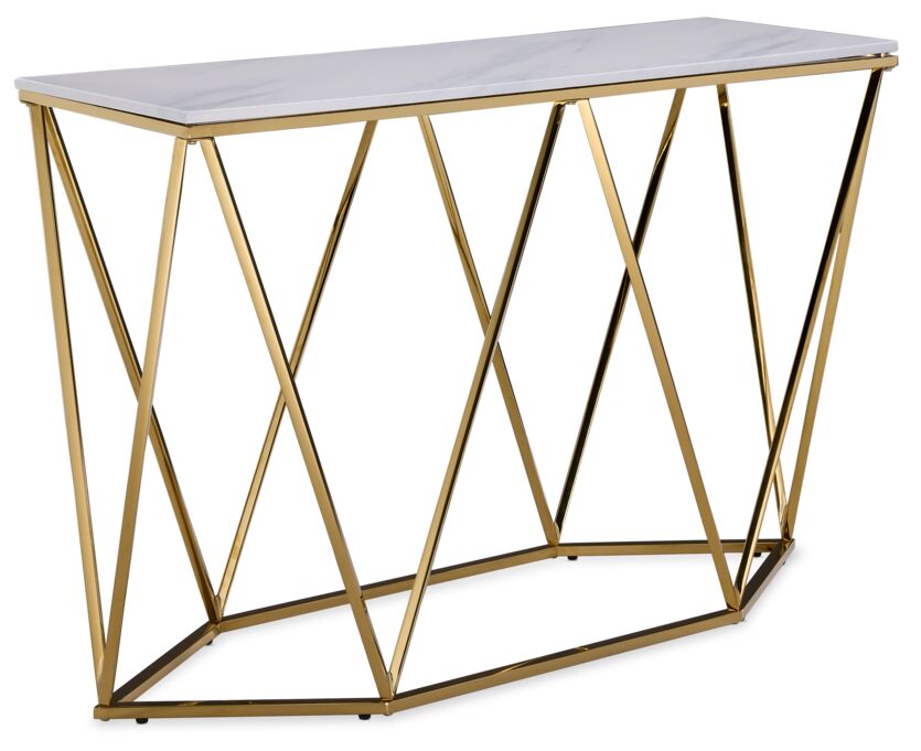 Lynn 48" Sofa Table - Marble and Gold