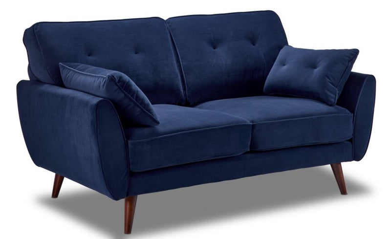 Blue suede loveseat deals