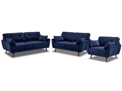 Mallory Sofa, Loveseat and Chair Set- Blue