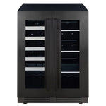 Marathon 24" Black Steel French Door Dual Zone Beverage Cooler (5.0 cu. ft.) - MBWC56-FDBLS
