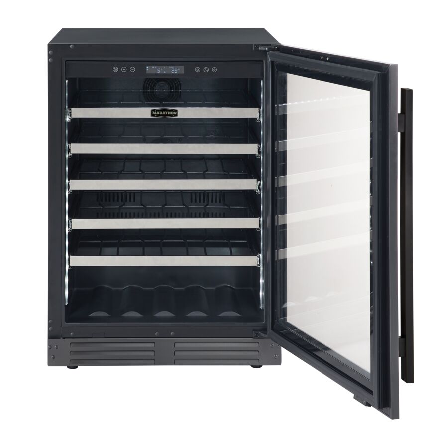 Marathon 24" Black Steel Single Zone Undercounter Convertible Wine/Beverage Cooler (5.4 cu.ft) - MBWC56-BLS