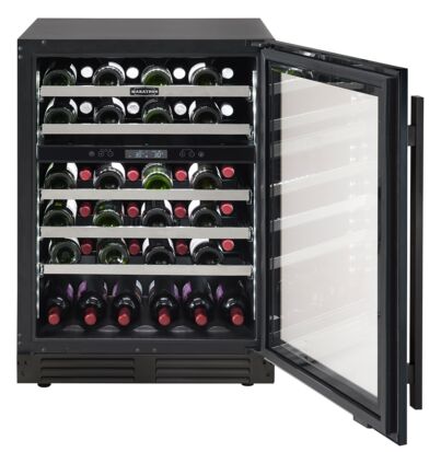 Marathon 24" Black Steel Dual Zone Undercounter Wine Cellar (5.4 cu. ft.) - MWC56-DBLS