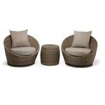 Monaco - 3-Piece Swivel Set With Round Table - Grey and Light Brown