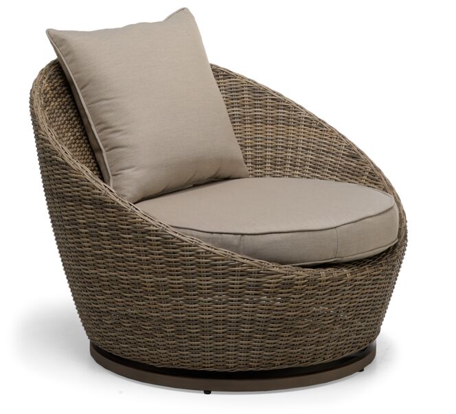 Monaco - 3-Piece Swivel Set With Round Table - Grey and Light Brown