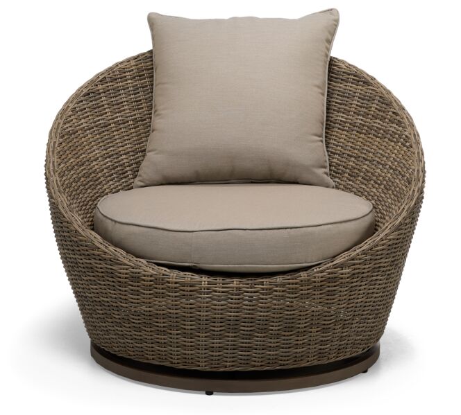 Monaco - 3-Piece Swivel Set With Round Table - Grey and Light Brown