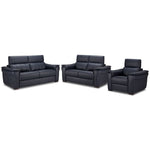 Orlando-Ray Leather Sofa, Loveseat and Chair Set-Blue