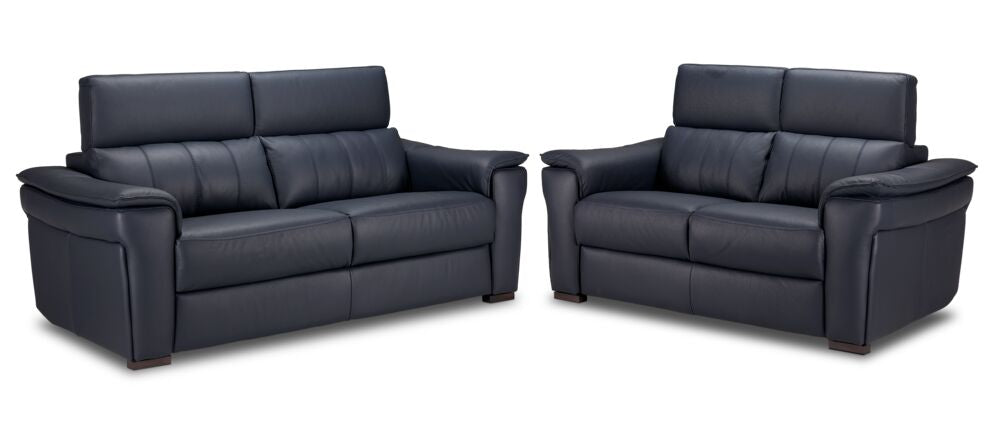 Orlando-Ray Leather Sofa and Loveseat Set-Blue