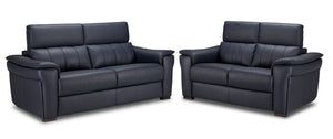 Orlando-Ray Leather Sofa and Loveseat Set-Blue