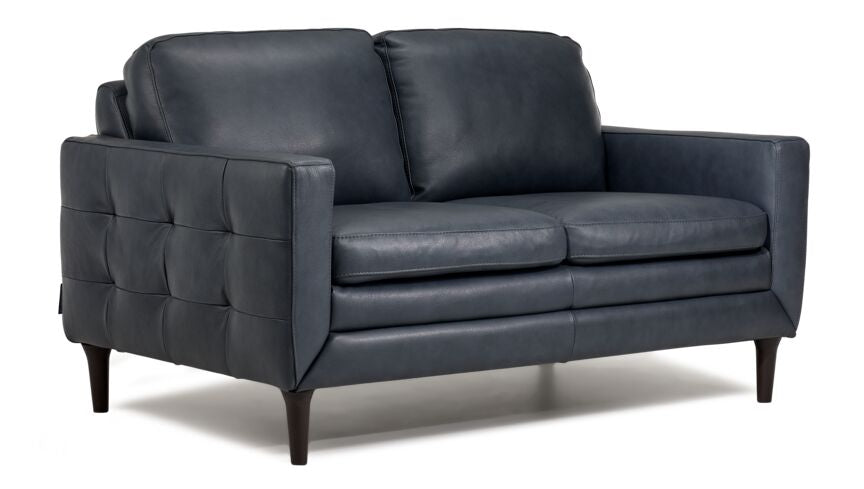 Oscar Leather Sofa and Loveseat Set -Blue