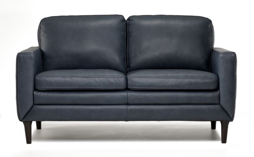 Oscar Leather Loveseat-Blue