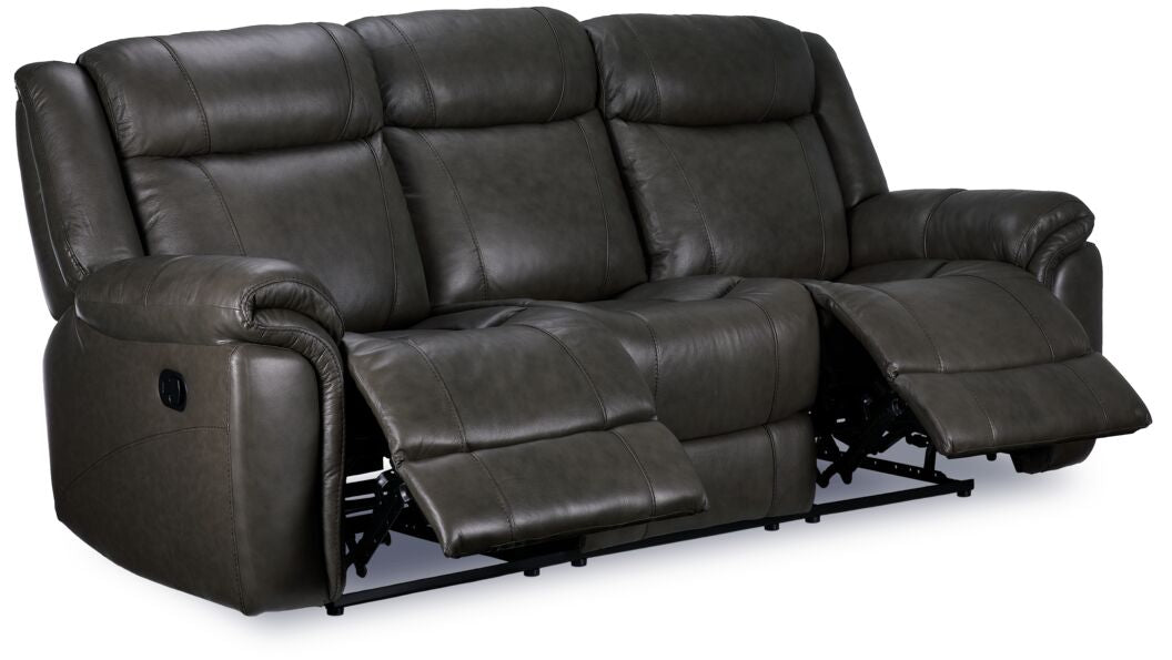 Plaza Leather Reclining Sofa and Rocker Recliner Set - Grey