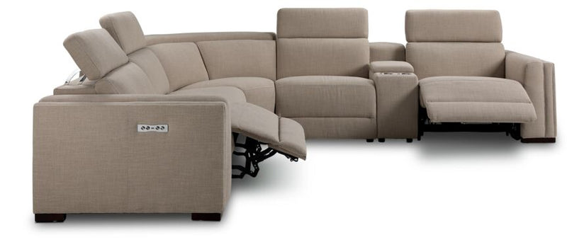 Pocono 6 Piece Power Reclining Sectional Beige Leon s
