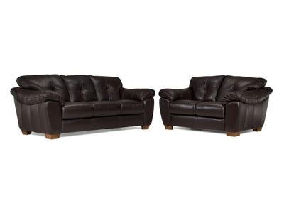 Sloane Leather Sofa and Loveseat Set- Chocolate