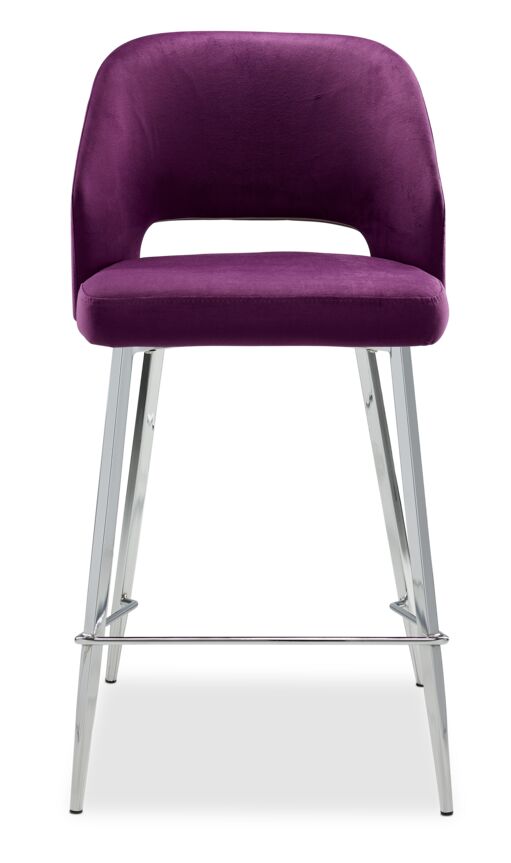 Sheen Counter Height Stool - Aubergine, Chrome