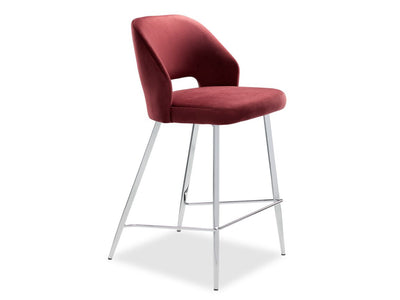 Sheen Counter Height Stool - Ruby, Chrome