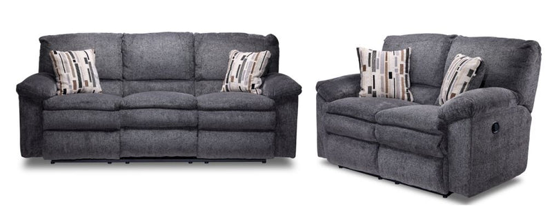 Tosh Reclining Sofa and Loveseat Set Pewter Leon s