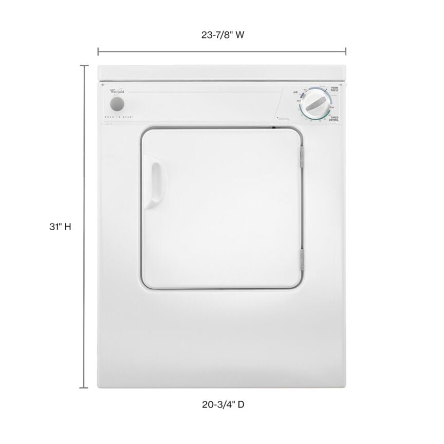 Whirlpool White Compact Electric Dryer with AccuDry™ Drying System (3.4 Cu Ft) - LDR3822PQ
