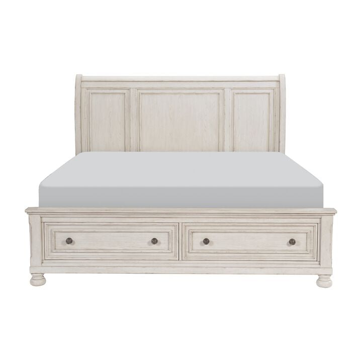 Windchester 3-Piece King Storage Bed - Antique White
