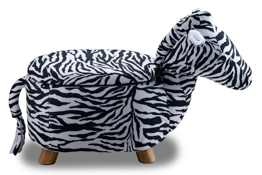 Zebra Storage Ottoman - Black and White
