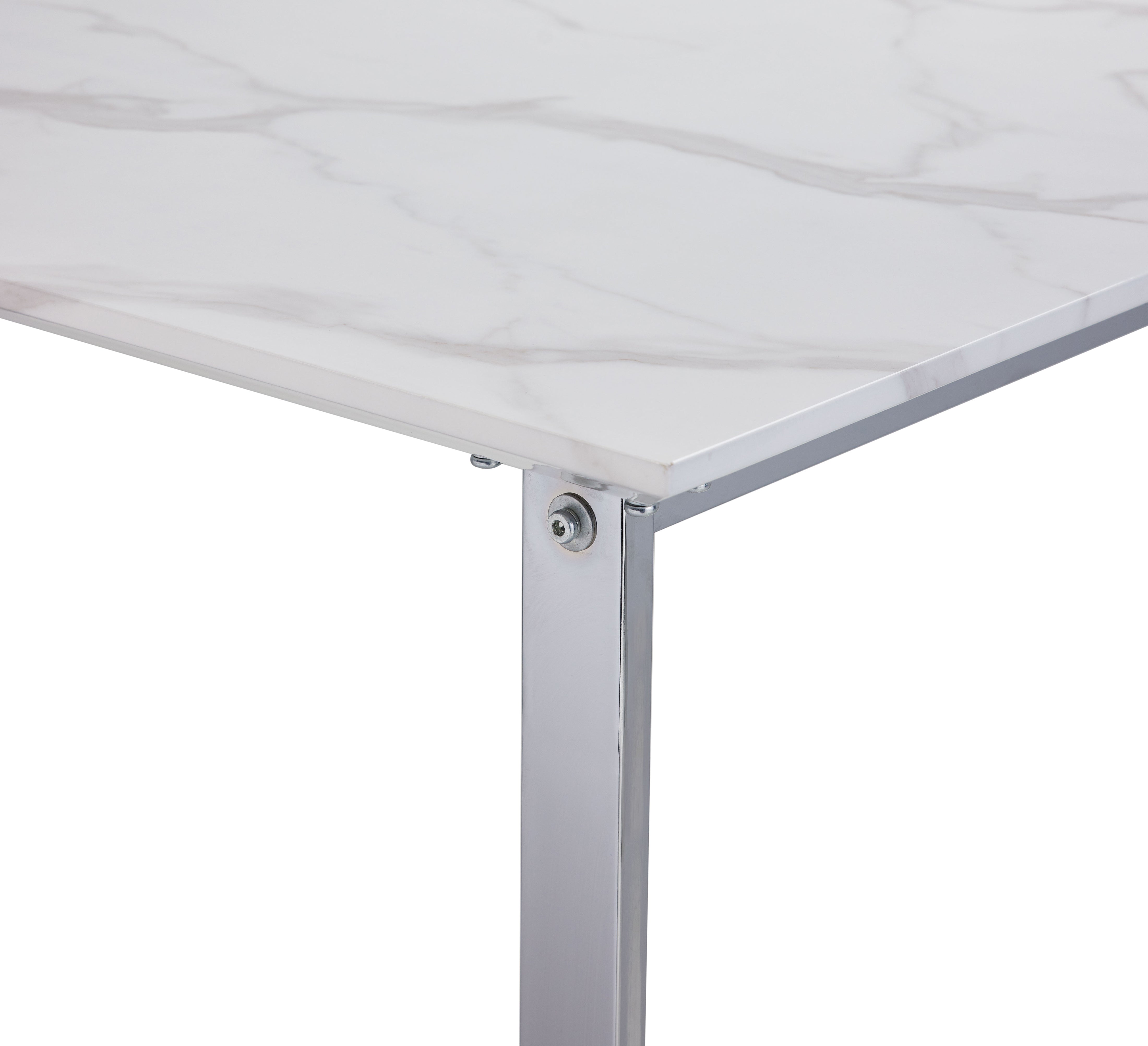 Skyline Counter Height Table - Faux Marble, White