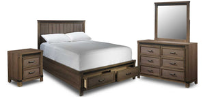 Rossco 6-Piece King Storage Bedroom Package - Rustic Oak