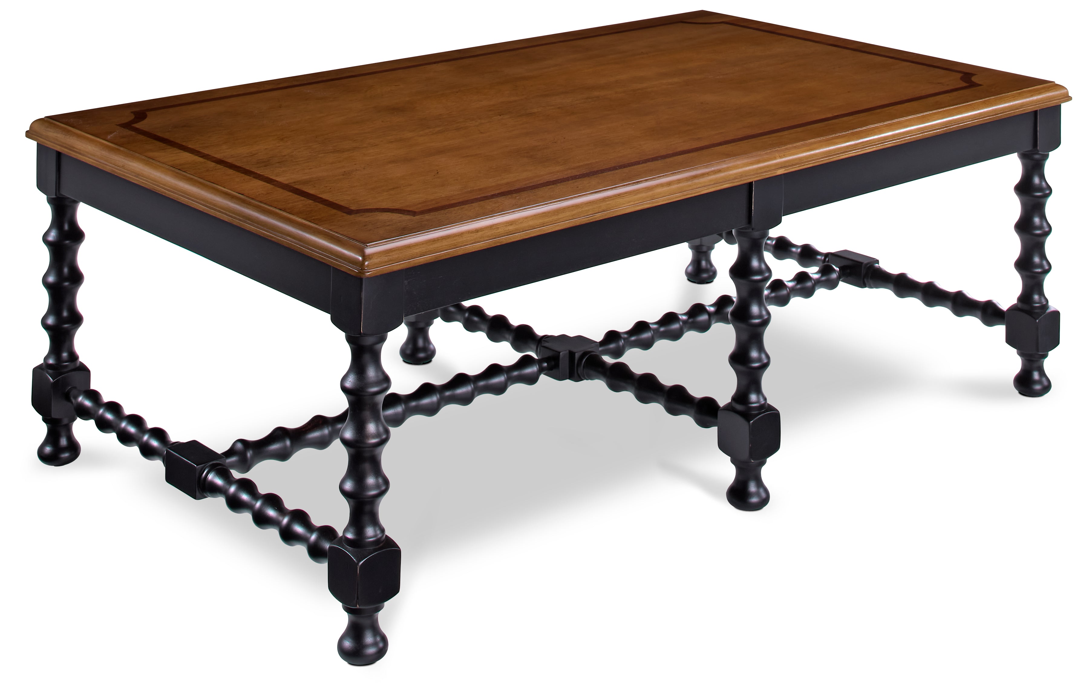Winslow Coffee Table with Two Ottomans - Black