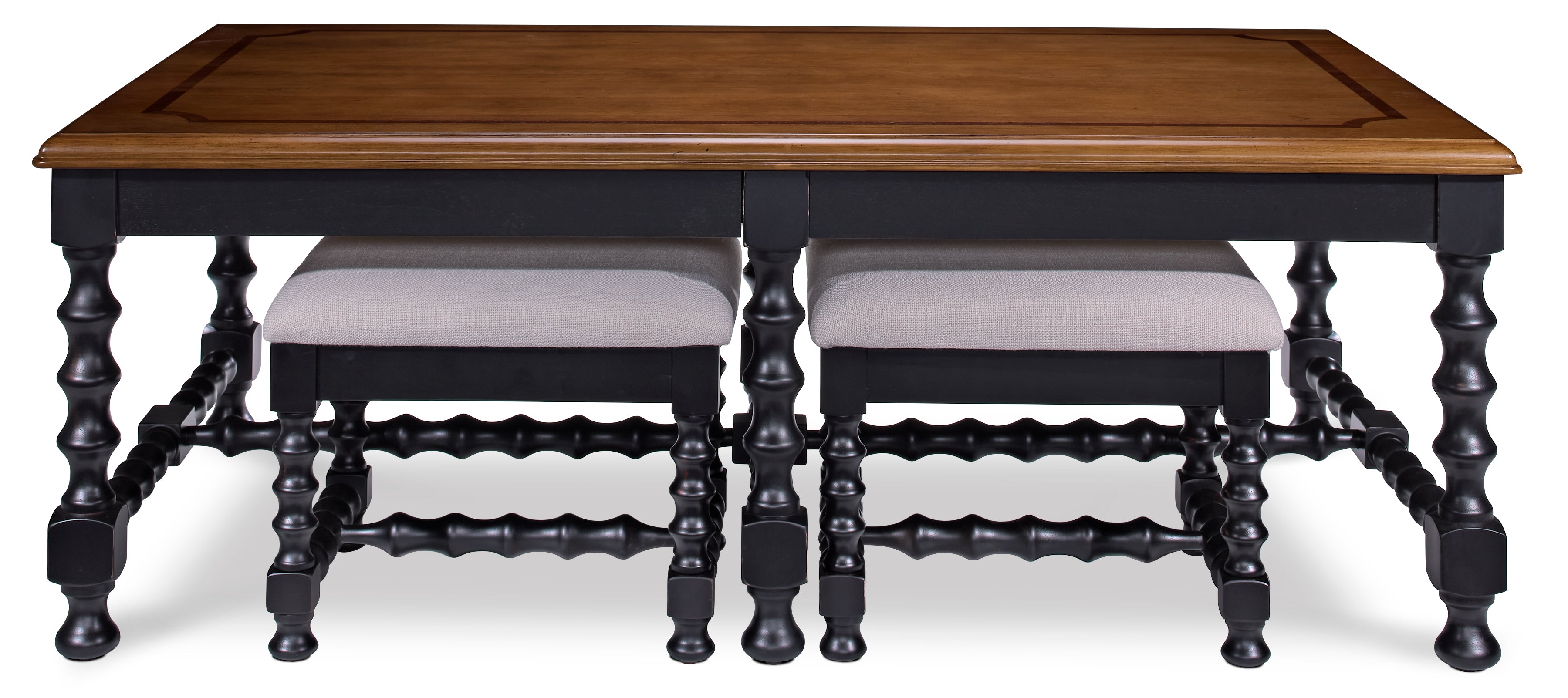 Winslow Coffee Table with Two Ottomans - Black