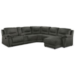 Pasadena 6-Piece Reclining Sectional with Right-Facing Chaise - Dark Grey