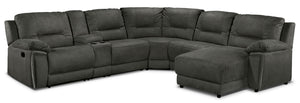 Pasadena 6-Piece Reclining Sectional with Right-Facing Chaise - Dark Grey