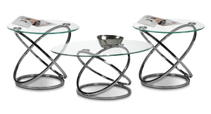 Axis Coffee Table and Two End Tables - Chrome