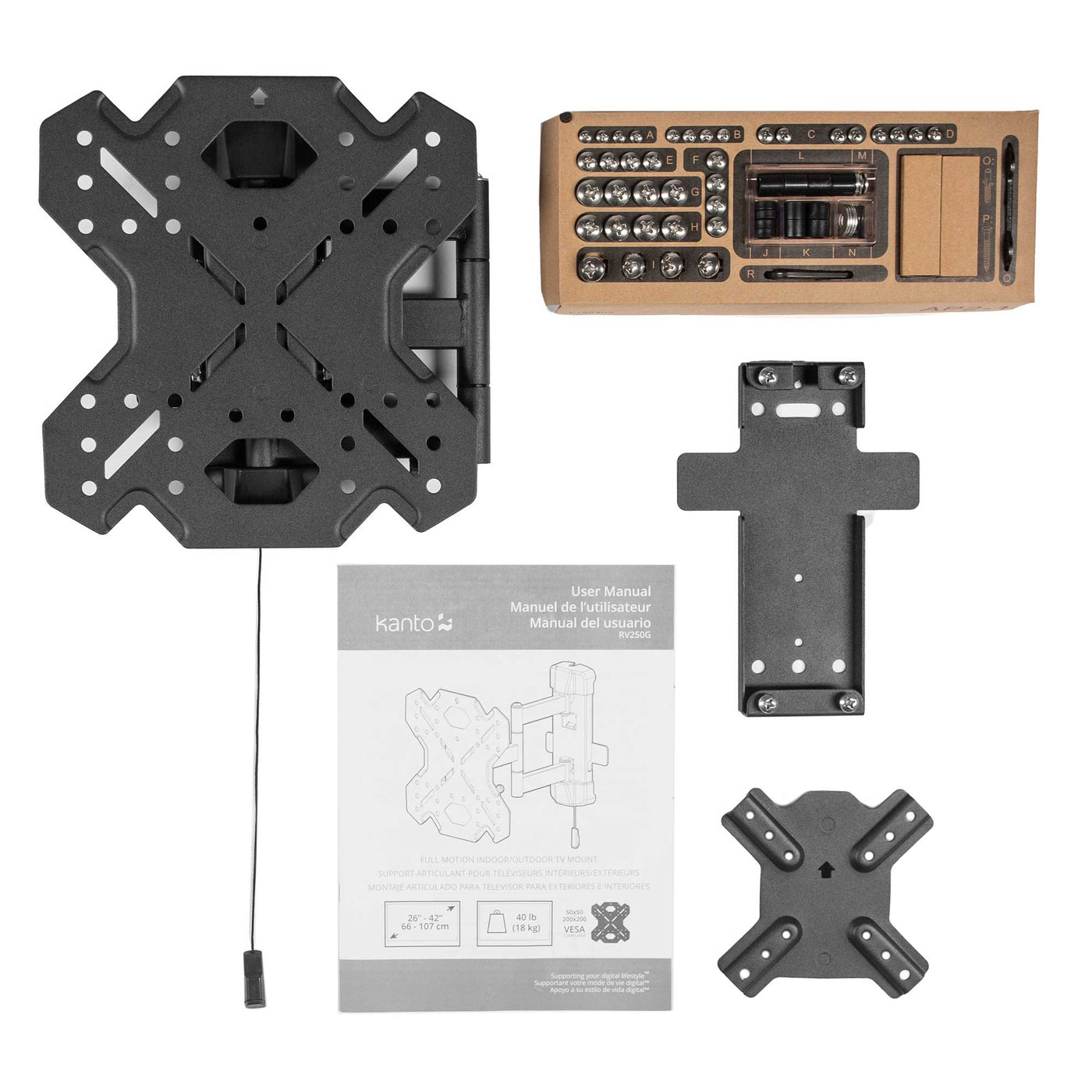 Full Motion Indoor/Outdoor TV Wall Mount for RVs, Boats and Decks - Fits 26" to 42" TVs - RV250G