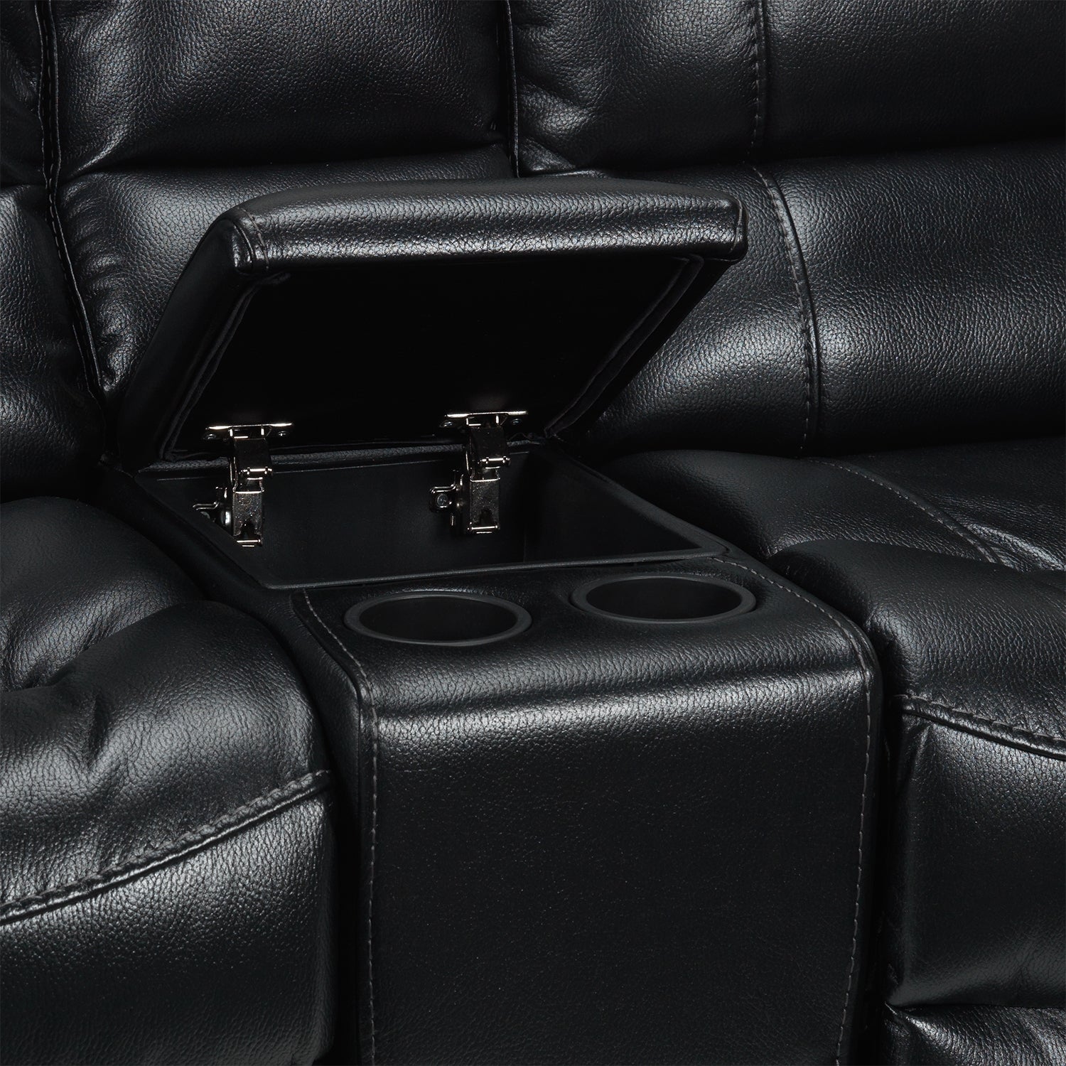 Santorini Power Reclining Loveseat with Console - Black