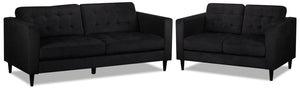 Anthena Sofa and Loveseat Set - Charcoal