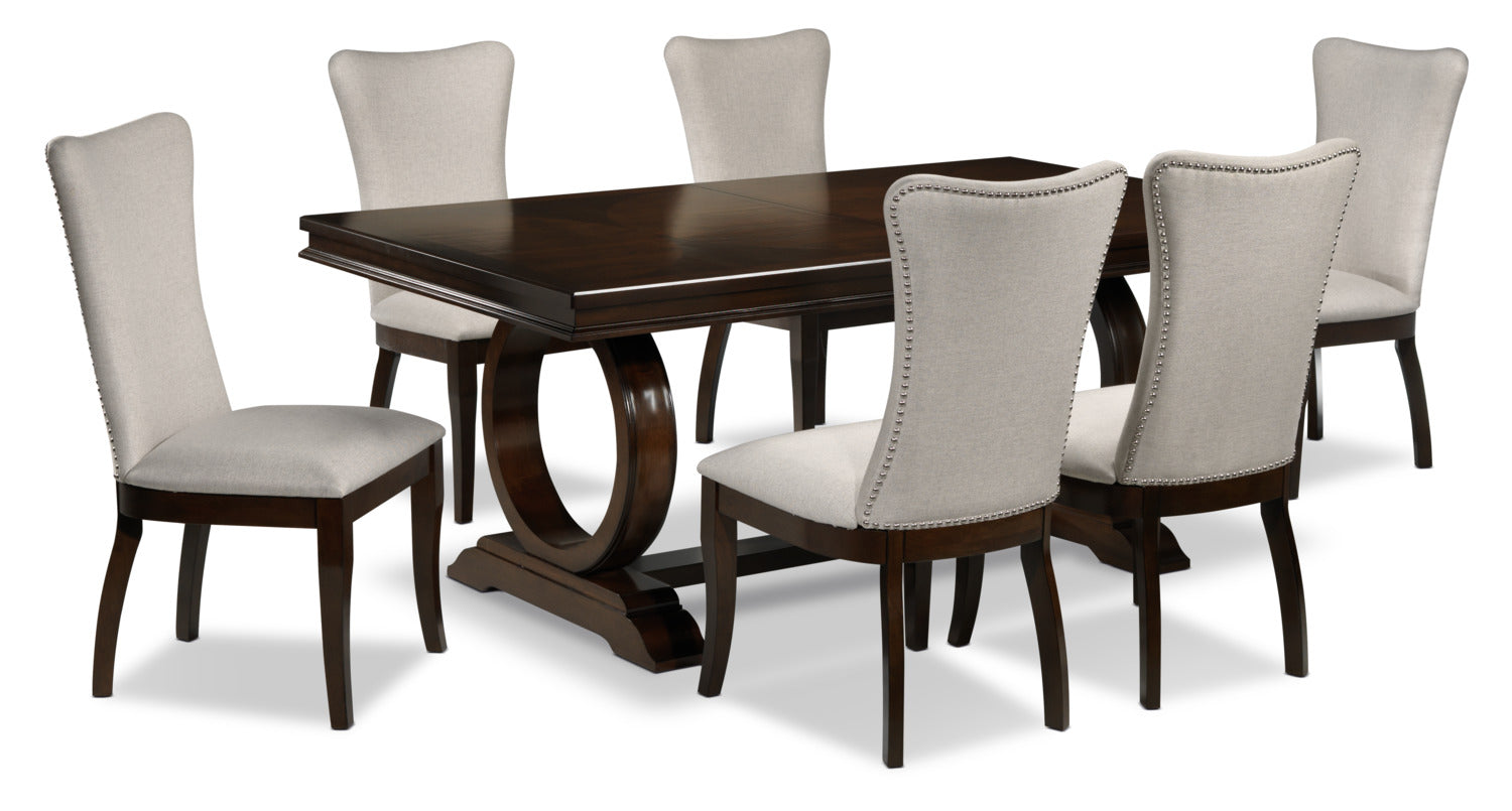 Rosario 7-Piece Extendable Dining Set - Cherry and Beige