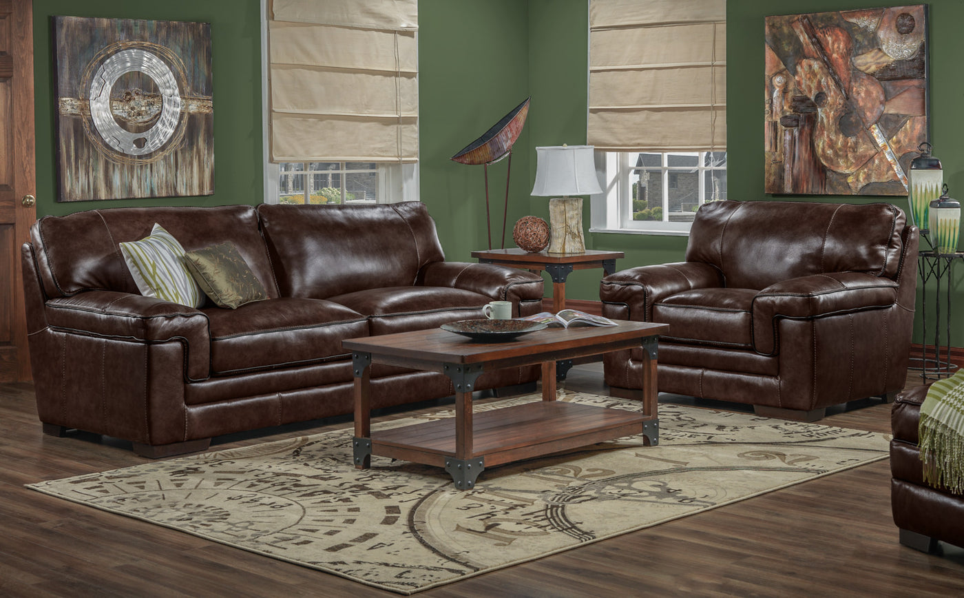Stampede Leather Sofa - Coffee