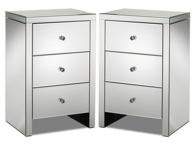 Illusion Set of 2 Night Tables - Mirrored Glass