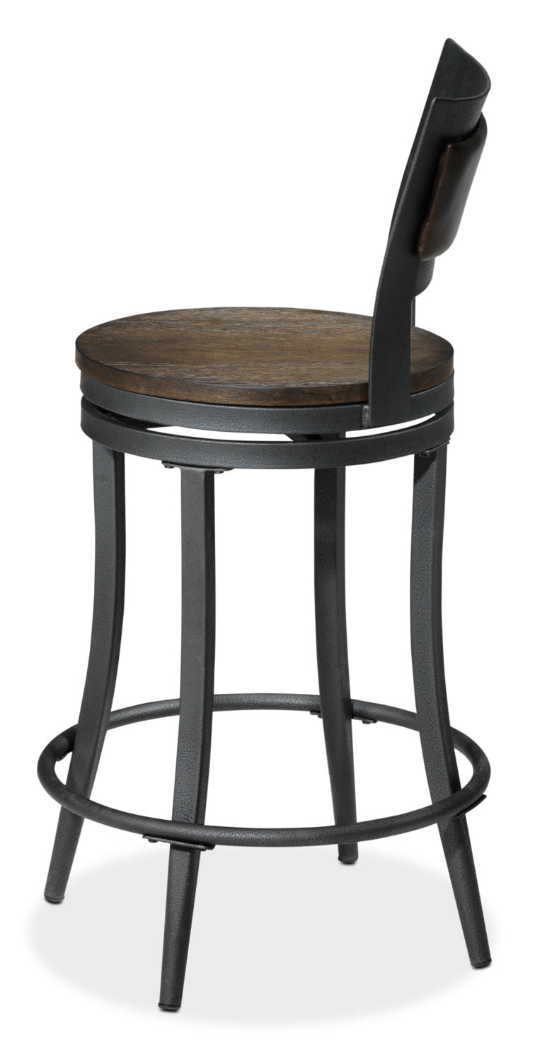 Richmond Pub-Height Swivel Stool - Dark Grey and Brown