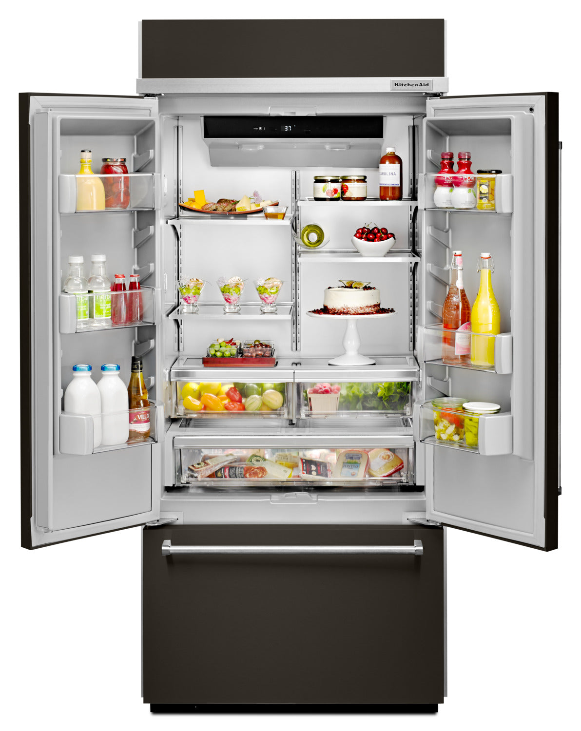 KitchenAid 36.25" 20.8 Cu. Ft. Black Stainless Steel French Door Refrigerator - KBFN506EBS
