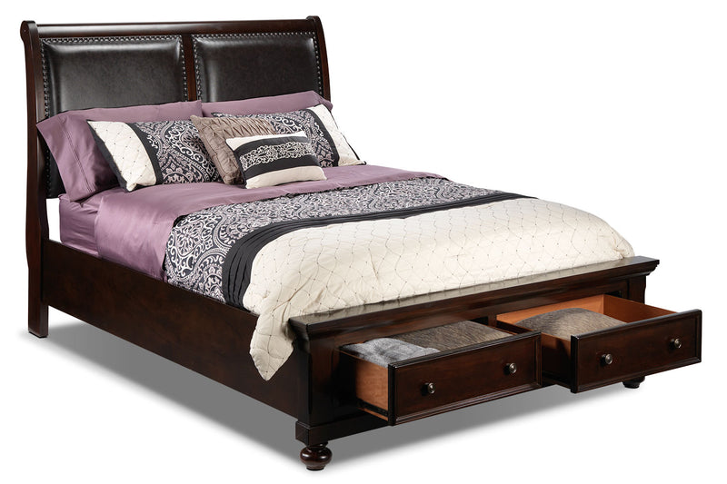 Chester 3Piece Queen Storage Bed Cherry Leon's