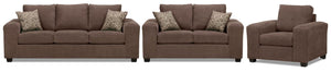 Fava Sofa, Loveseat and Chair Set - Light Brown