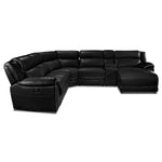 Holton Leather 6-Piece Sectional with Right-Facing Chaise - Black