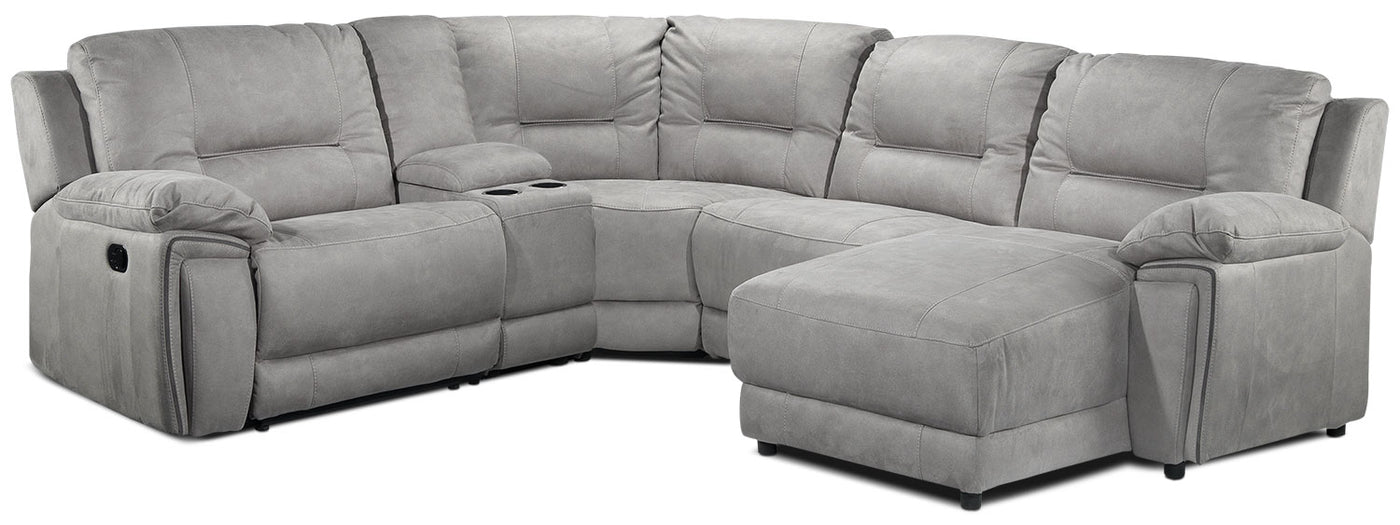 Pasadena 5-Piece Reclining Sectional with Right-Facing Chaise - Light Grey