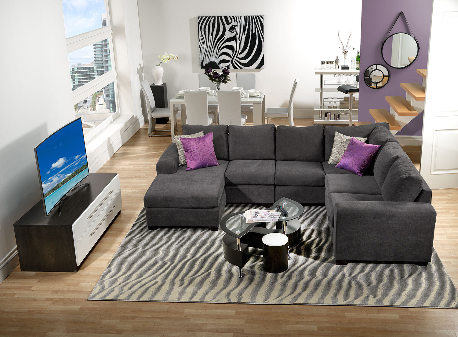 Danielle 3-Piece Sectional with Left-Facing Corner Wedge - Grey