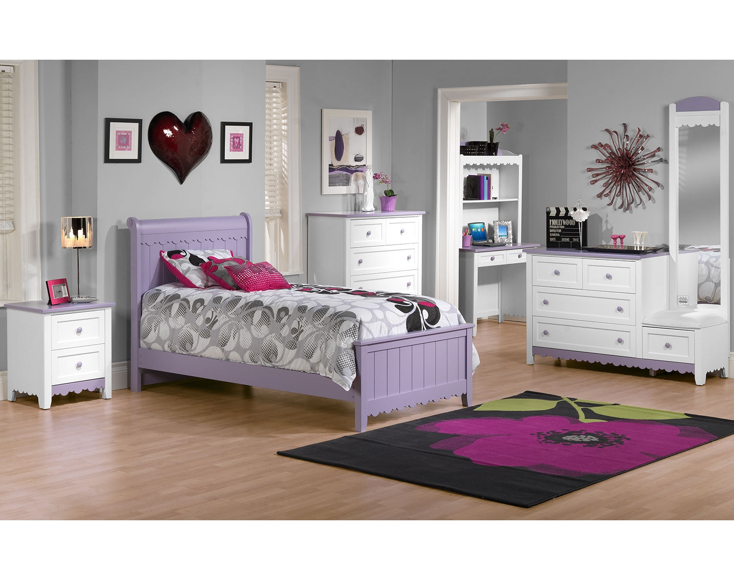 Sweetdreams Night Table - White and Lavender