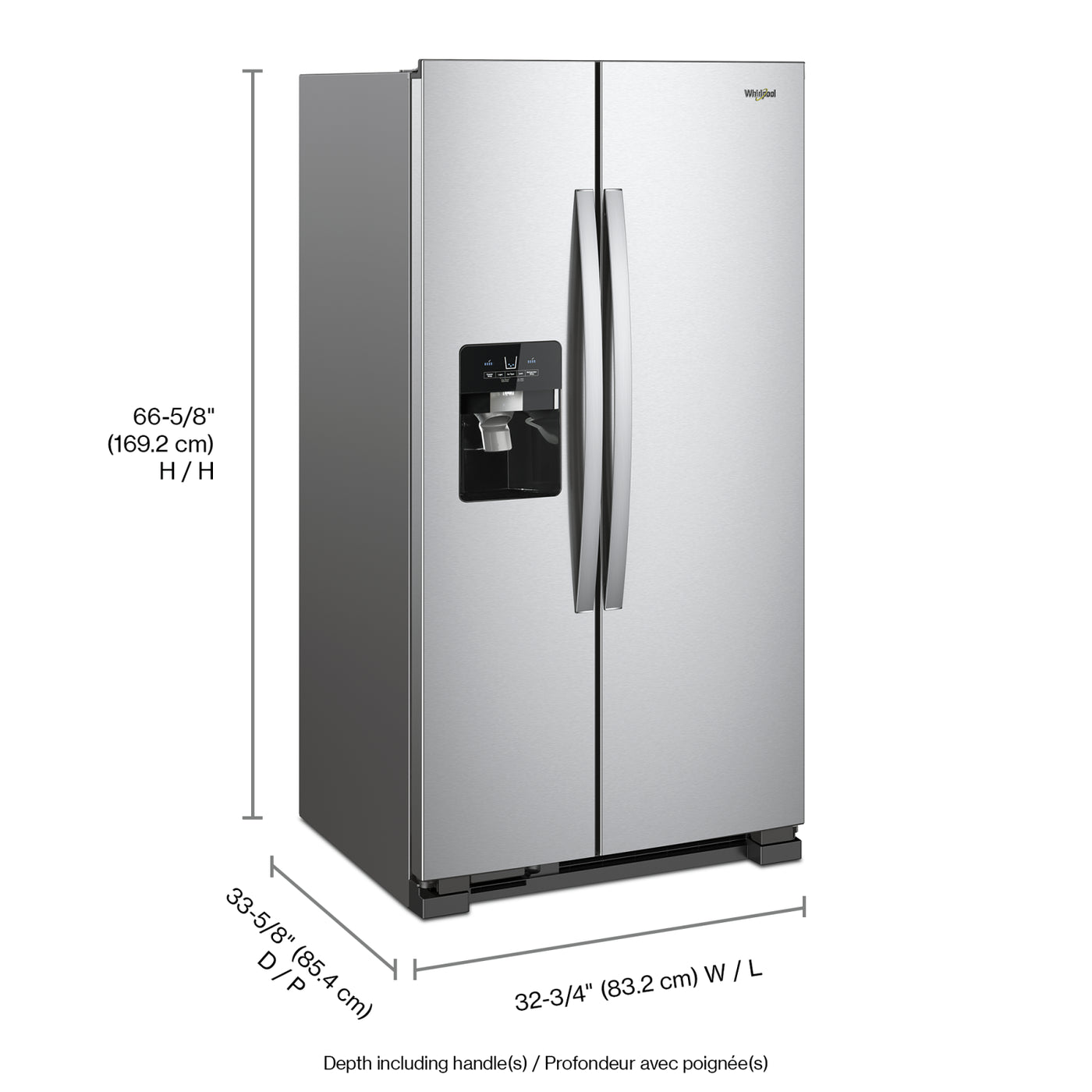 Whirlpool 33.1" 21.4 Cu. Ft. Stainless Steel Side-by-Side Refrigerator - WRS321SDHZ