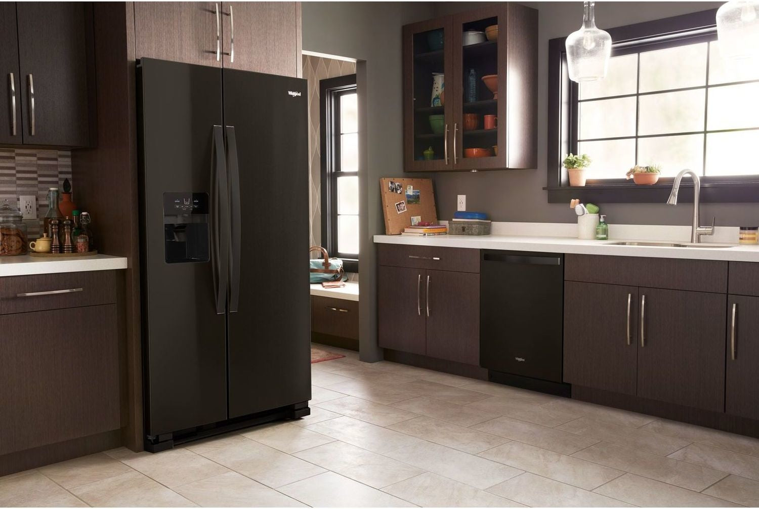 Whirlpool 35.88" 25 Cu. Ft. Black Stainless Steel Side-by-Side Refrigerator - WRS325SDHV